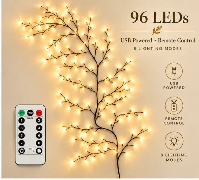 FlexiGlow Willow Vine Lights - Remote & USB