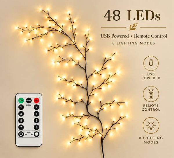 FlexiGlow Willow Vine Lights - Remote & USB
