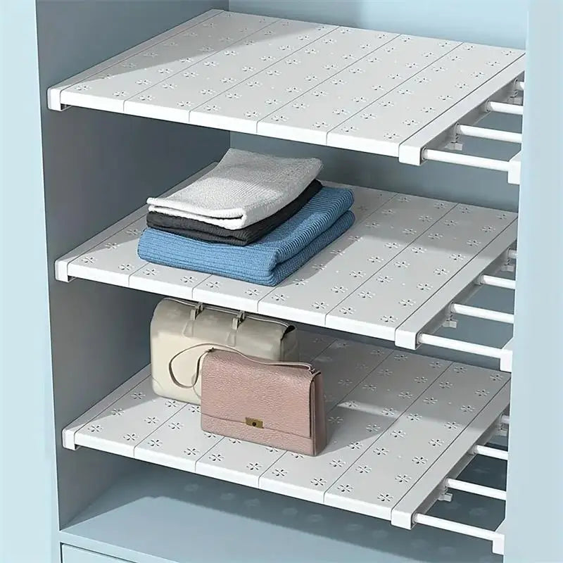 Expandable Closet Tension Shelf Storage Rack for Wardrobe, Kitchen, Bathroom