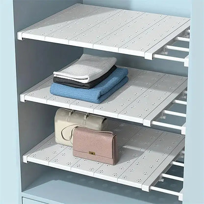Expandable Closet Tension Shelf Storage Rack for Wardrobe, Kitchen, Bathroom