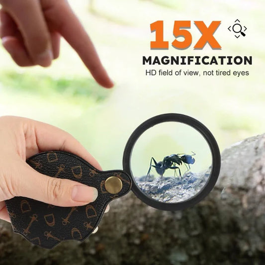 15X Foldable Pocket Magnifier – HD Optical Lens with ABS Protective Cover