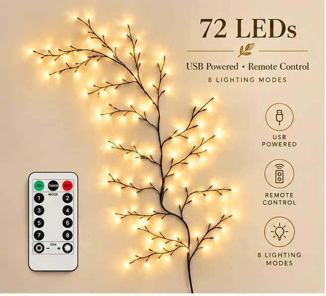 FlexiGlow Willow Vine Lights - Remote & USB